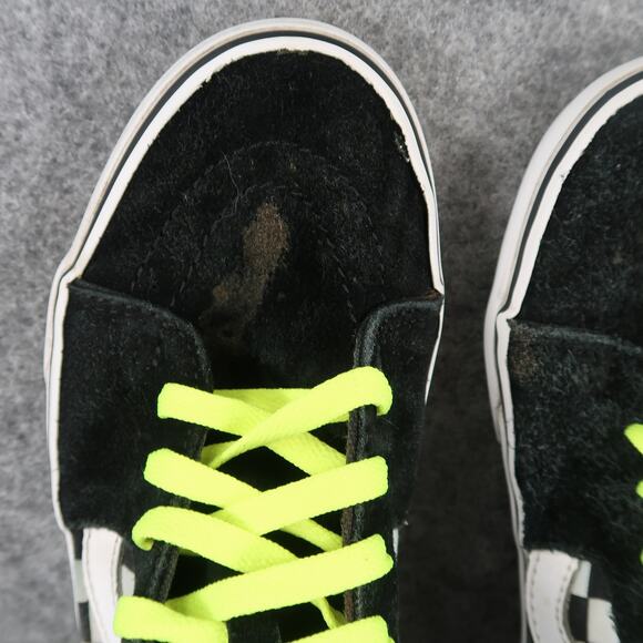 Vans Shoes Womens 9.5 Sk8 Hi Sneakers Checkered Suede Canvas Black White Casual - Picture 11 of 14